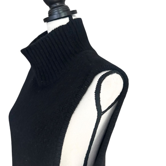 Autumn Cashmere 100% Cashmere Black Sleeveless Chunky Knit Turtleneck Sweater XS - Picture 8 of 9